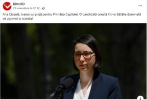 Ana Ciceală, promovată la Primăria București de rețeaua de site-uri de propagandă asociată cu partidul extremist AUR