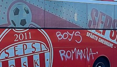 Autocarul lui Sepsi, vandalizat. Ce au scris ultrașii pe vehicul » Reacția clubului