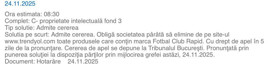 Tribunalul a dat primul verdict în procesul intentat de Rapid companiei-gigant! » Pot cere acum daune materiale importante
