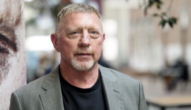 Boris Becker, în costum la un eveniment public. Germanul a făcut închisoare pentru mai multe capete de acuzare în procesul falimentului personal. Este multiplu campion de Grand Slam și fost lider ATP.