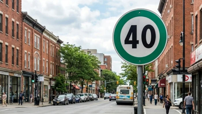 Indicatorul de viteză recomandată are conturul verde (imagine generată de inteligență artificială)