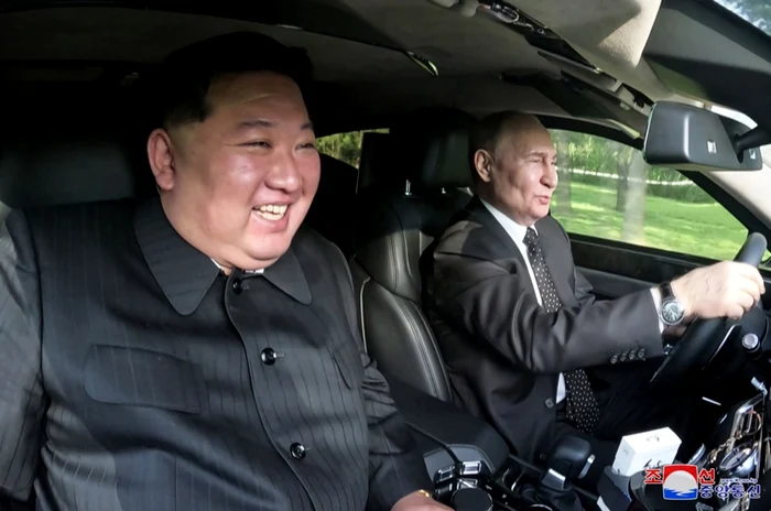 Kim Jong Un plimbat cu mașia de Vladimir Putin/FOTO?EPA/EFE