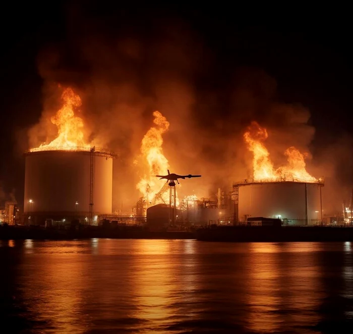 Incendiu în portul Temriuk din regiunea rusă Krasnodar Krai/FOTO:X