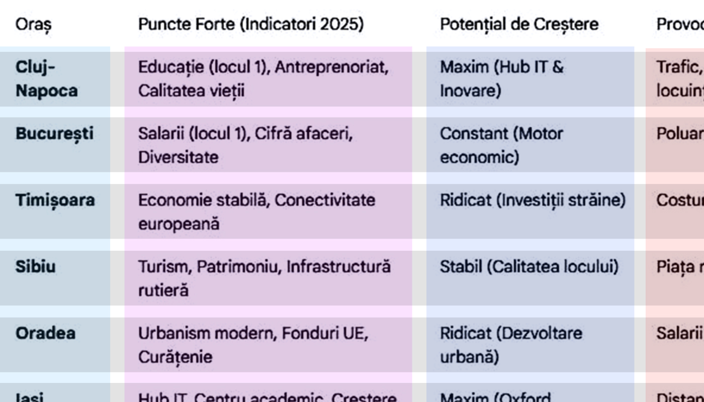 Cele mai bune orașe din România în care să trăiești în 2026. Aceste localități vor înflori anul viitor