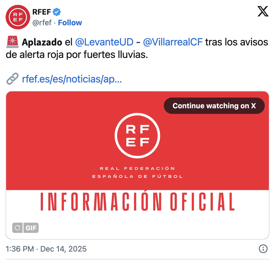 Meciul Levante - Villarreal a fost amânat » Primele detalii oficiale