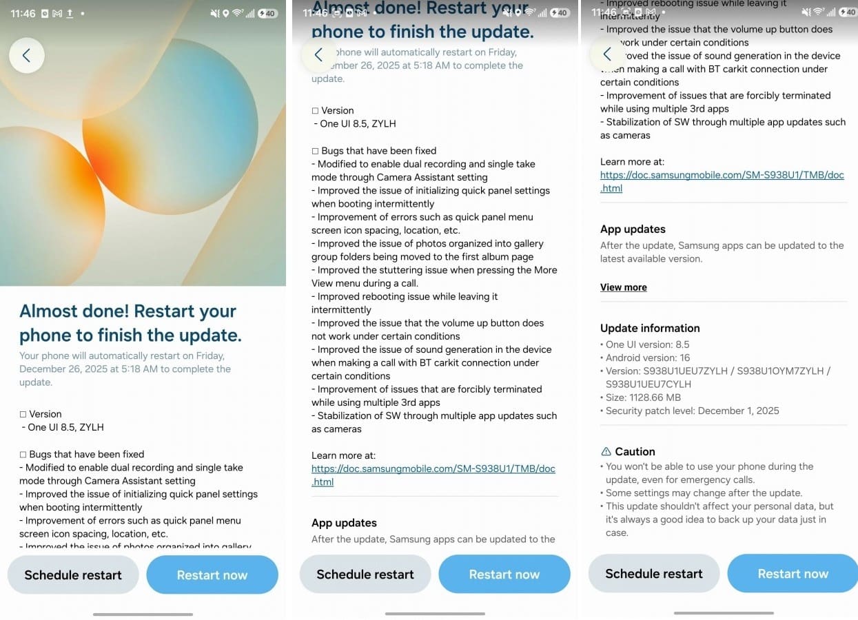 A doua variantă One UI 8.5 e disponibilă inclusiv în Europa