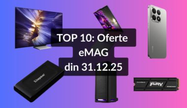 Oferte eMAG din 31.12.25 (cea mai puternică boxă portabilă Sony, televizor OLED Samsung pe diagonala de 195 cm cu reducere de 15%, laptop de gaming Lenovo cu display OLED și 64 GB RAM etc)