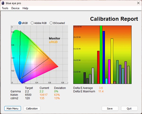 Test culoare mod Game 1 monitor curbat de gaming QD-OLED Philips Evnia 34M2C6500