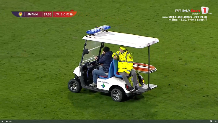 Alexandru Matei s-a accidentat grav în UTA - FCSB // FOTO: captură Prima Sport