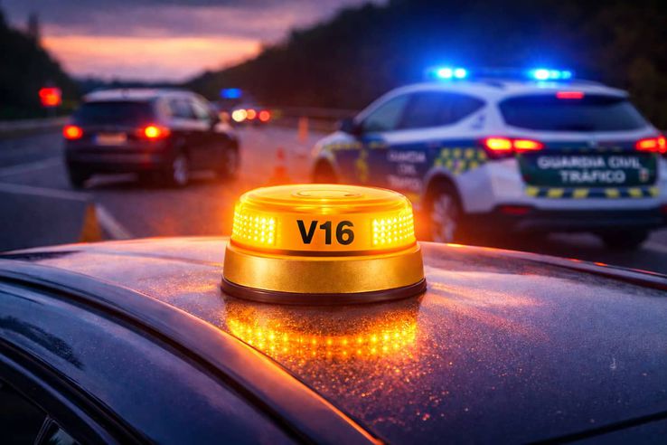 În Spania devine obligatorie baliza luminoasă de avertizare V16, de la 1 ianuarie 2026