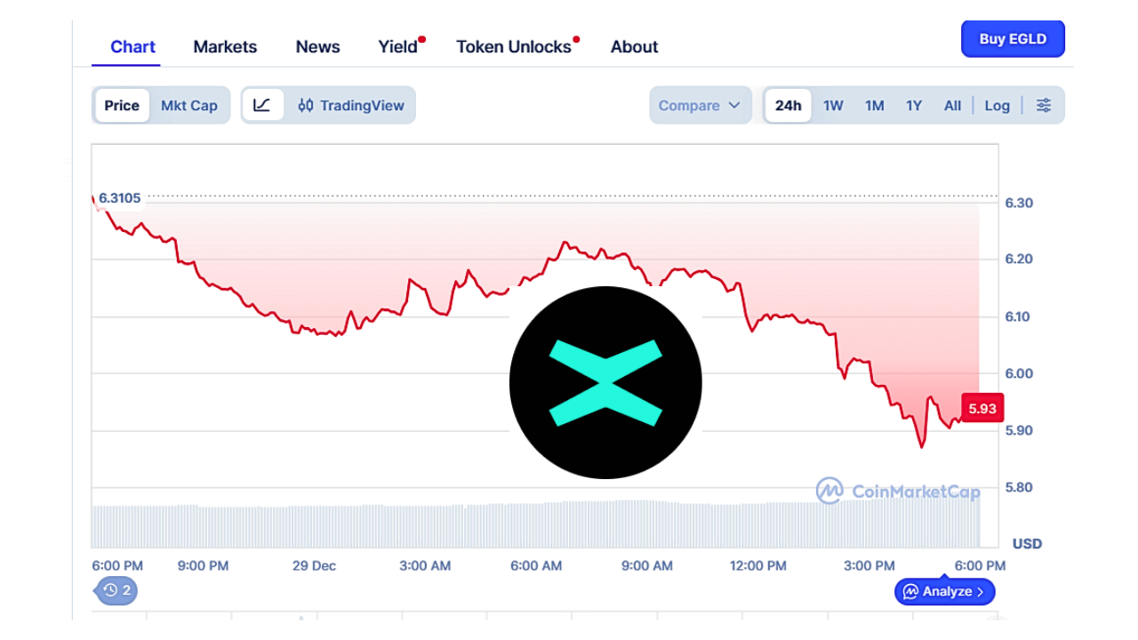 Crypto 2025: Luni, a picat sub 6 dolari EGLD (ex-Elrond), criptomoneda românilor de la MultiversX. Prețuri Bitcoin și Ethereum