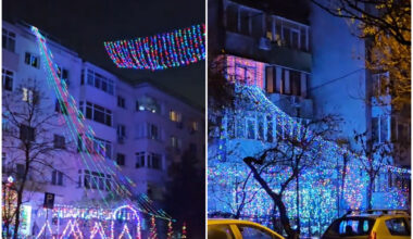 Război al decorațiunilor între vecinii unui cartier bucureștean. Au ajuns să împodobească tot blocul: „Oare cine plătește”