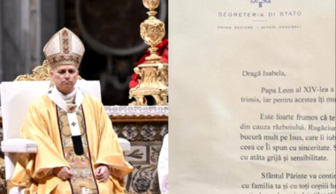 Scrisoarea pe care i-a trimis-o papa Leon al XIV-lea unei fetițe din București, în noaptea de Crăciun. Isabela îi trimisese un desen