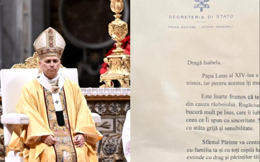 Scrisoarea pe care i-a trimis-o papa Leon al XIV-lea unei fetițe din București, în noaptea de Crăciun. Isabela îi trimisese un desen