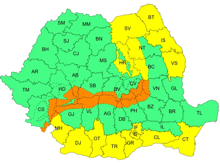 Interval: 8 ianuarie, ora 23:00 - 9 ianuarie, ora 10:00/FOTO: ANM