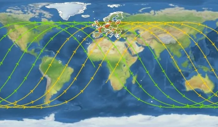 Racheta chinezească urmează să reintre în atmosferă  FOTO: hartă EU SST
