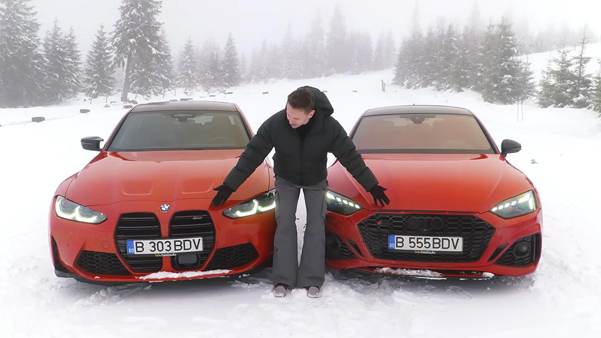 (VIDEO) Un Audi RS5 quattro şi un BMW M3 xDrive au fost comparate pe zăpadă de un youtuber din România | PiataAuto.md