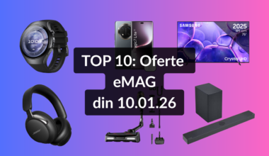 TOP 10: Oferte eMAG din 10.01.26 (cel mai bine evaluat televizor Samsung cu diagonala de 189 cm