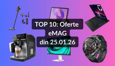 Oferte eMAG din 25.01.26 (aspirator vertical Dyson cu autonomie de până la 60 minute, laptop de gaming cu NVIDIA GeForce RTX 5070, tabletă ieftină Lenovo cu tastatură și stylus etc)