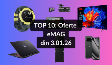 Oferte eMAG din 3.01.26 (cel mai ieftin televizor QLED cu diagonala de 189 cm și rată de refresh la 100Hz, cameră auto 70Mai ce filmează în față, spate și la interiorul automobilului, laptop de gaming cu display de 18 inci etc)