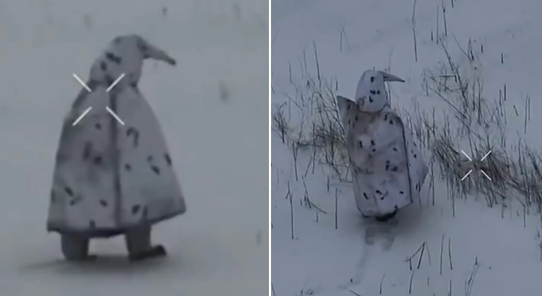 Soldați ruși camuflați în pinguini. Cum s-au dat rapid de gol (Video)