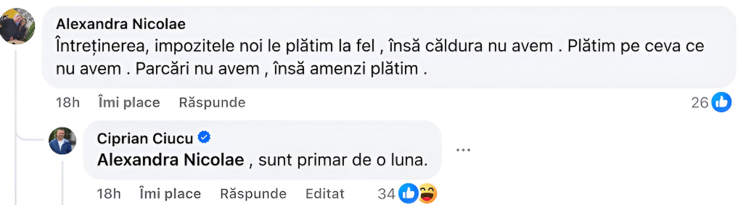 FOTO | Răspunsul lui Ciucu pentru o bucureșteancă disperată că plătește tot mai mult pentru ceva ce nu primește, mai cu seamă căldură. 
