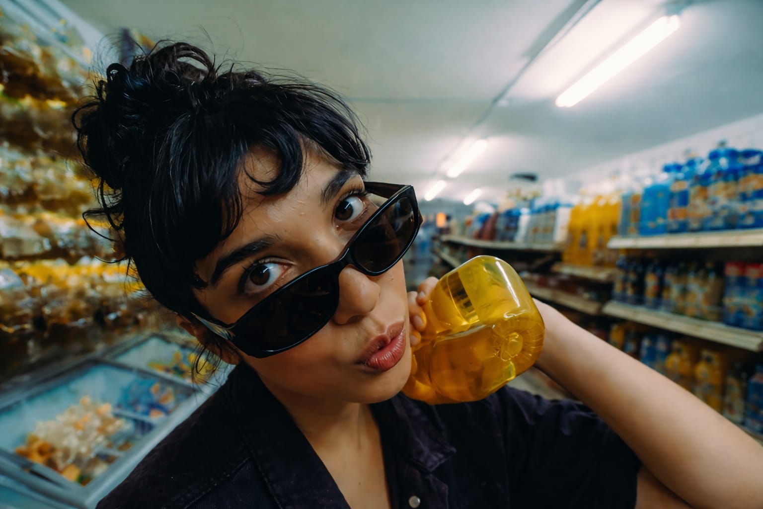 O tanara intr-un supermarket.