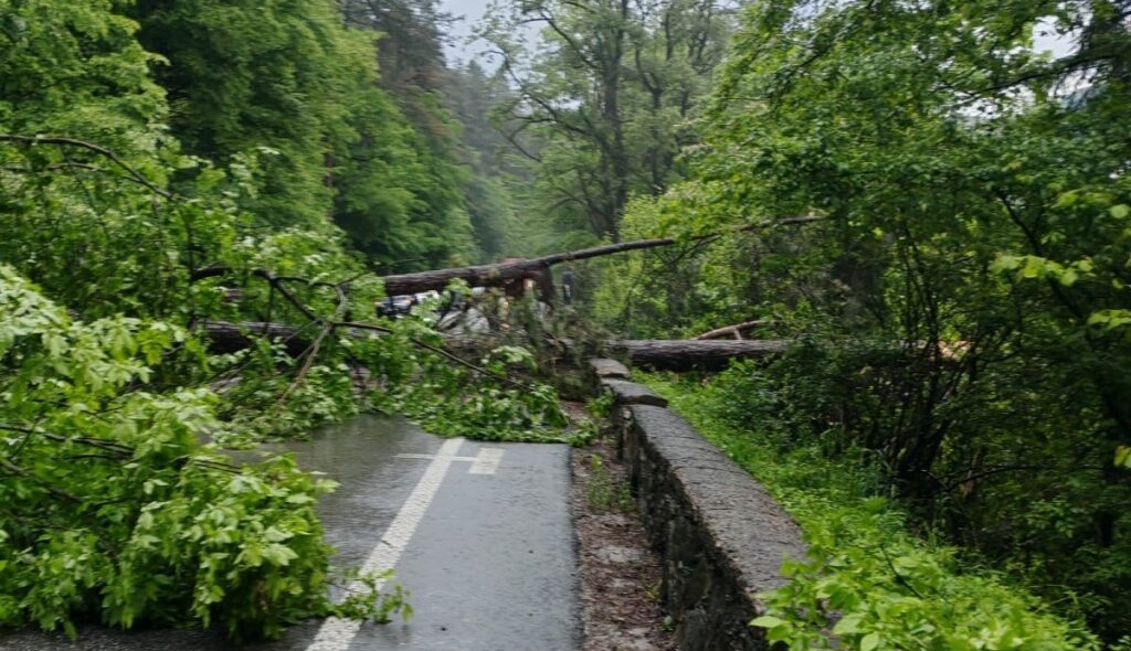 Drum naţional închis, după ce apele pârâului Teslui au ajuns pe carosabil. Circulaţia rutieră a fost deviată