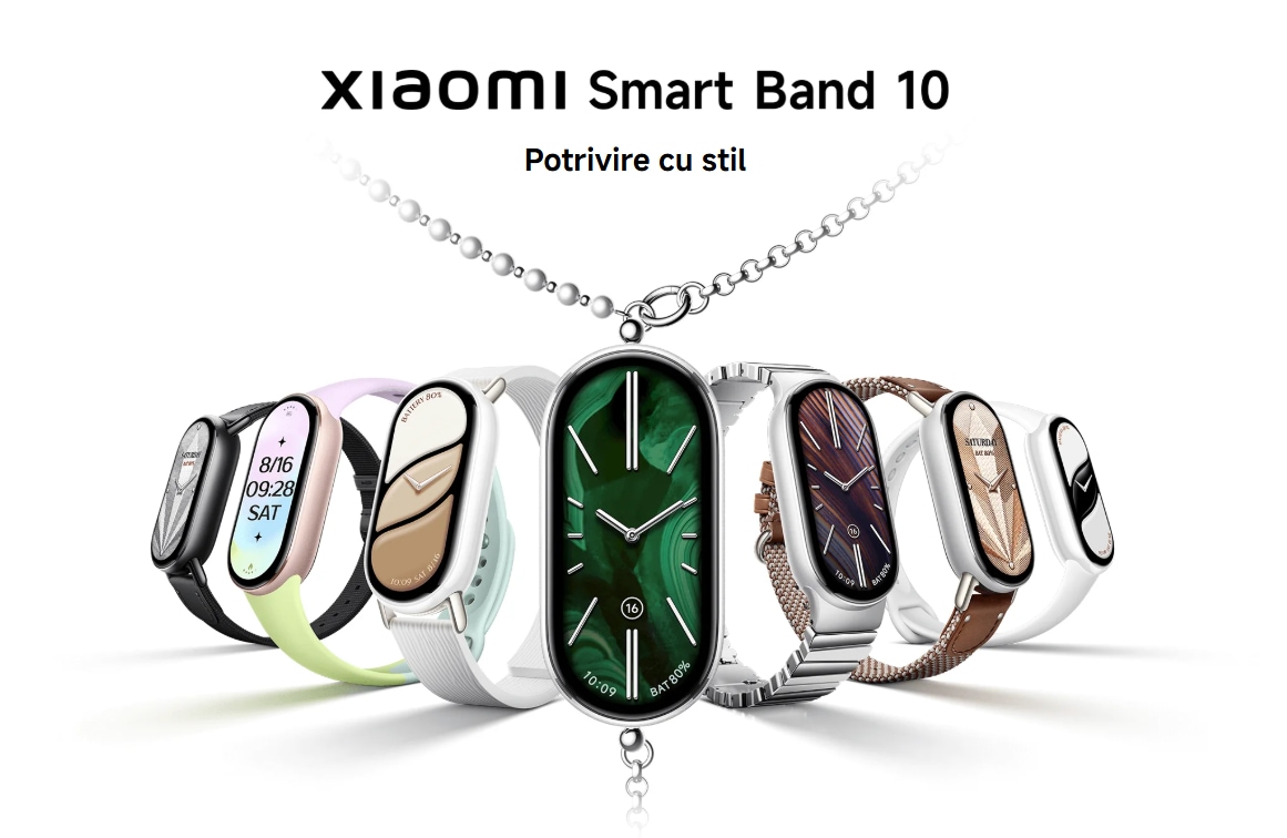 braţara inteligentă Xiaomi Smart Band 10 poate fi achiziţionată la super preţul de 154.53 lei