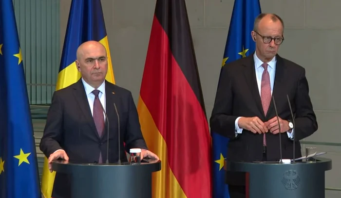 Ilie Bolojan și Friedrich Merz echilibrează relațiile bilaterale. FOTO: Captură video