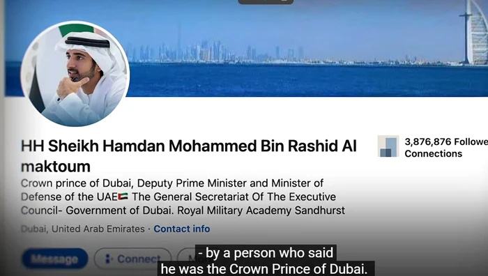 Contul fals de pe Linkedln FOTO: captură youtube OCCRP