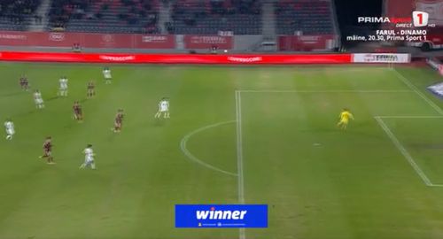 Golul lui Constantin Grameni în Hermannstadt - Rapid. Foto: captură/Prima Sport 1