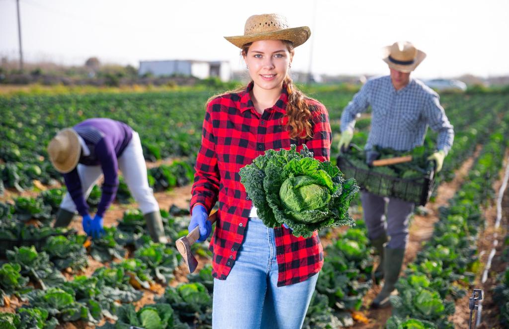 tanara fermiera legumicultura recoltat varza programul tomata legume solar