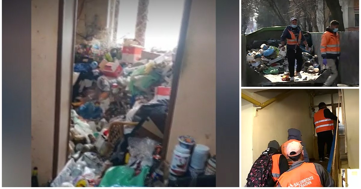 Apartament transformat în groapă de gunoi, golit cu forța în Craiova: „Este un focar de infecție”. Proprietara cataloghează intervenția drept abuzivă