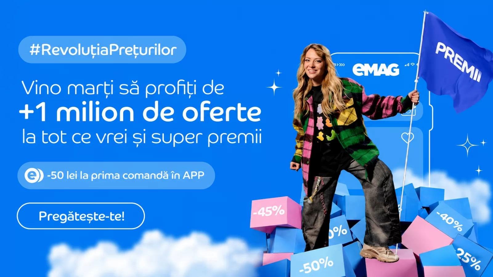 Revoluția Prețurilor revine la eMAG; iPhone 17 Pro Max și sute de carduri cadou se află printre premiile campaniei