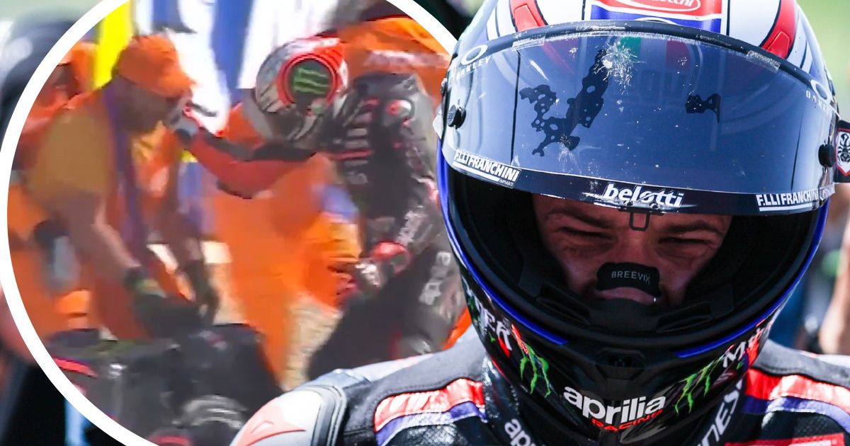 Scandal uriaș în MotoGP! FOTO. Liderul mondial a fost suspendat după ce a lovit un oficial de circuit » Gestul îl poate costa scump în lupta pentru titlu