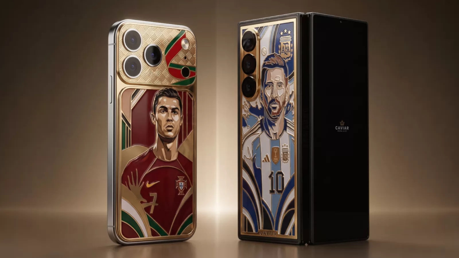 Messi sau Cristiano Ronaldo? Galaxy Z Fold8 apare deja într-o ediție fotbalistică semnată de Caviar, cu aur și diamante