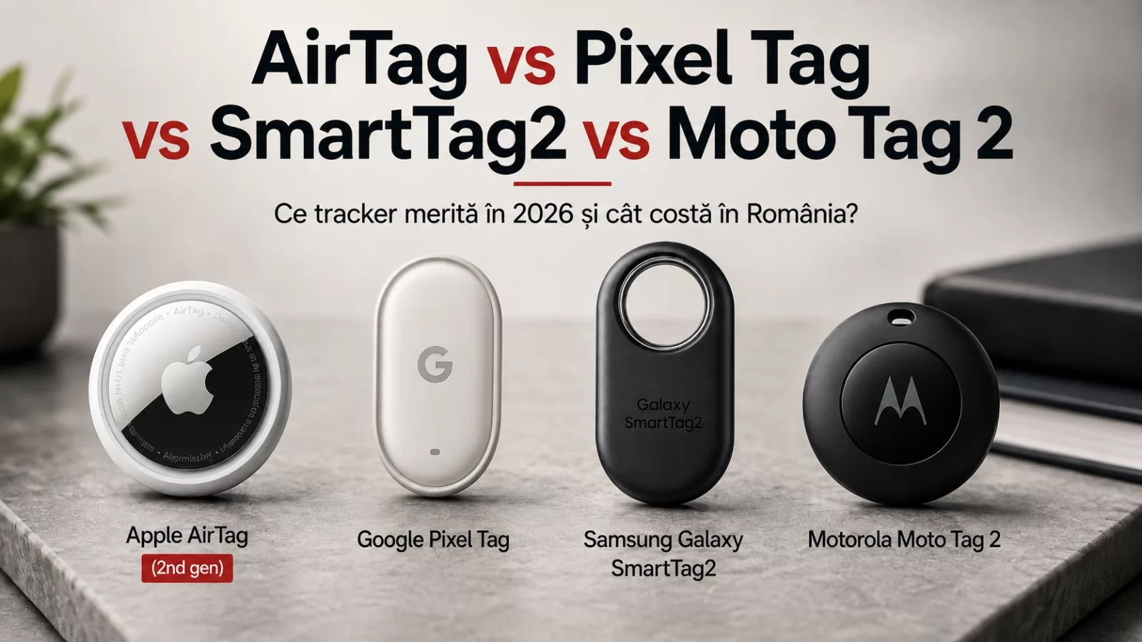 AirTag vs Pixel Tag vs SmartTag2 vs Moto Tag 2: ce tracker merită în 2026 și cât costă în România?