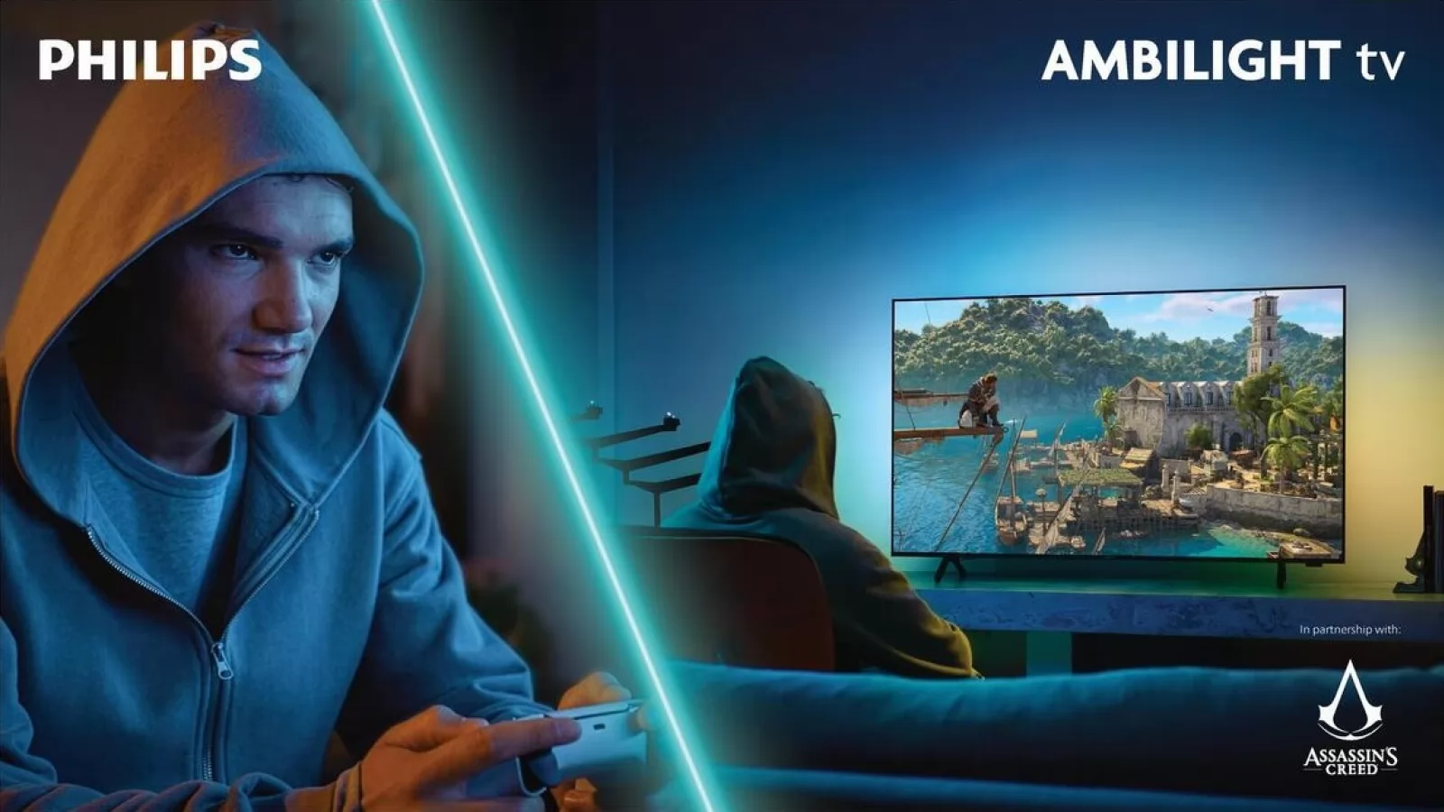 Philips pune Assassin's Creed în luminile Ambilight: OLED, RGB Mini-LED și The One intră în campanie