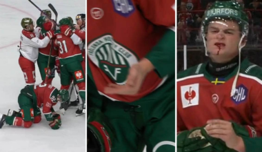Blodiga bilder på Filip Cederqvist när Frölunda vann i CHL | Hockey
