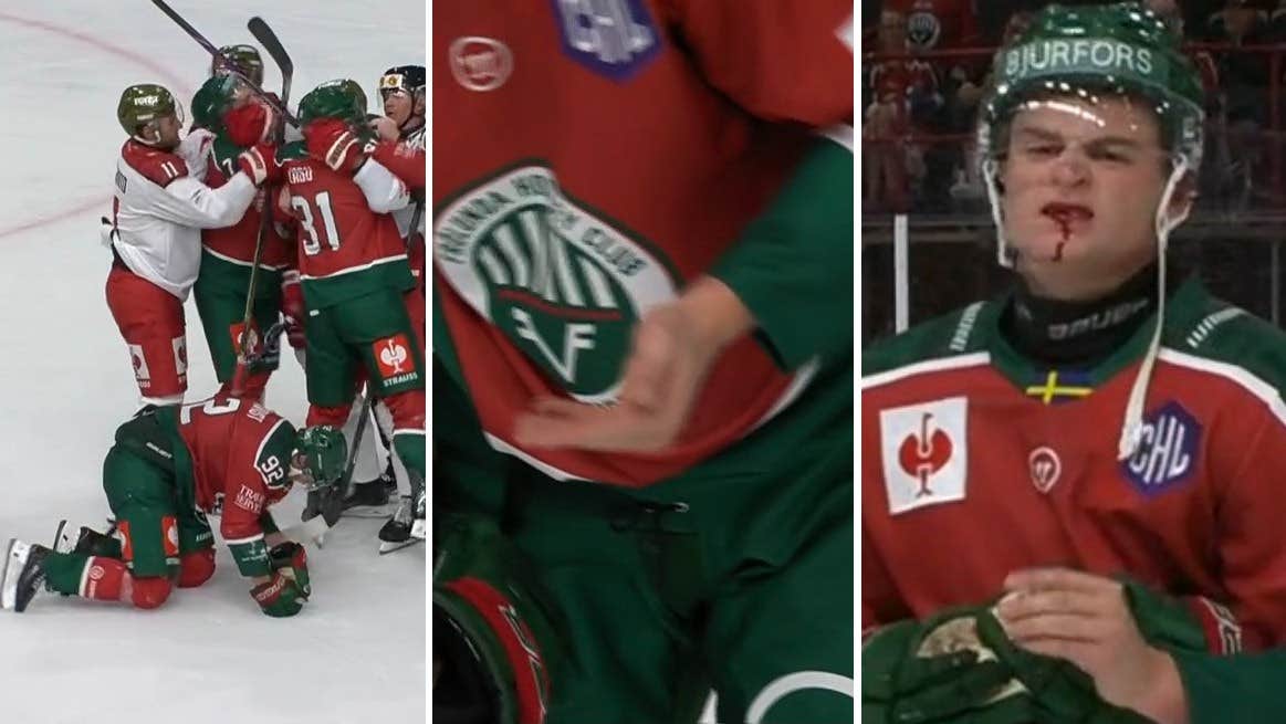 Blodiga bilder på Filip Cederqvist när Frölunda vann i CHL | Hockey