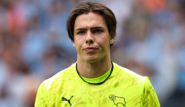 Derby Countys målvakt Jacob Widell Zetterstrom efter Sky Bet Championship-matchen på Pride Park Stadium, Derby.