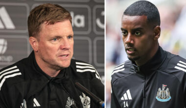 Bildmontage: Newcastle Uniteds tränare Eddie Howe och Alexander Isak.