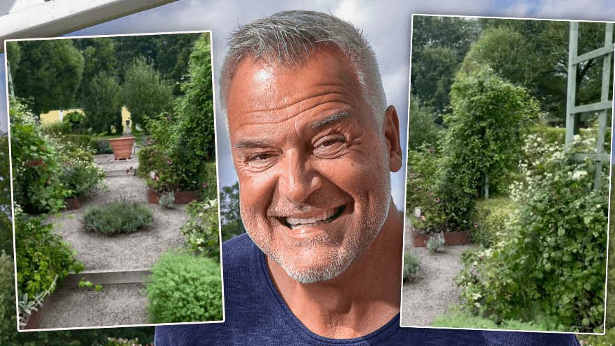 Ernst Kirchsteiger visar upp privata trädgården