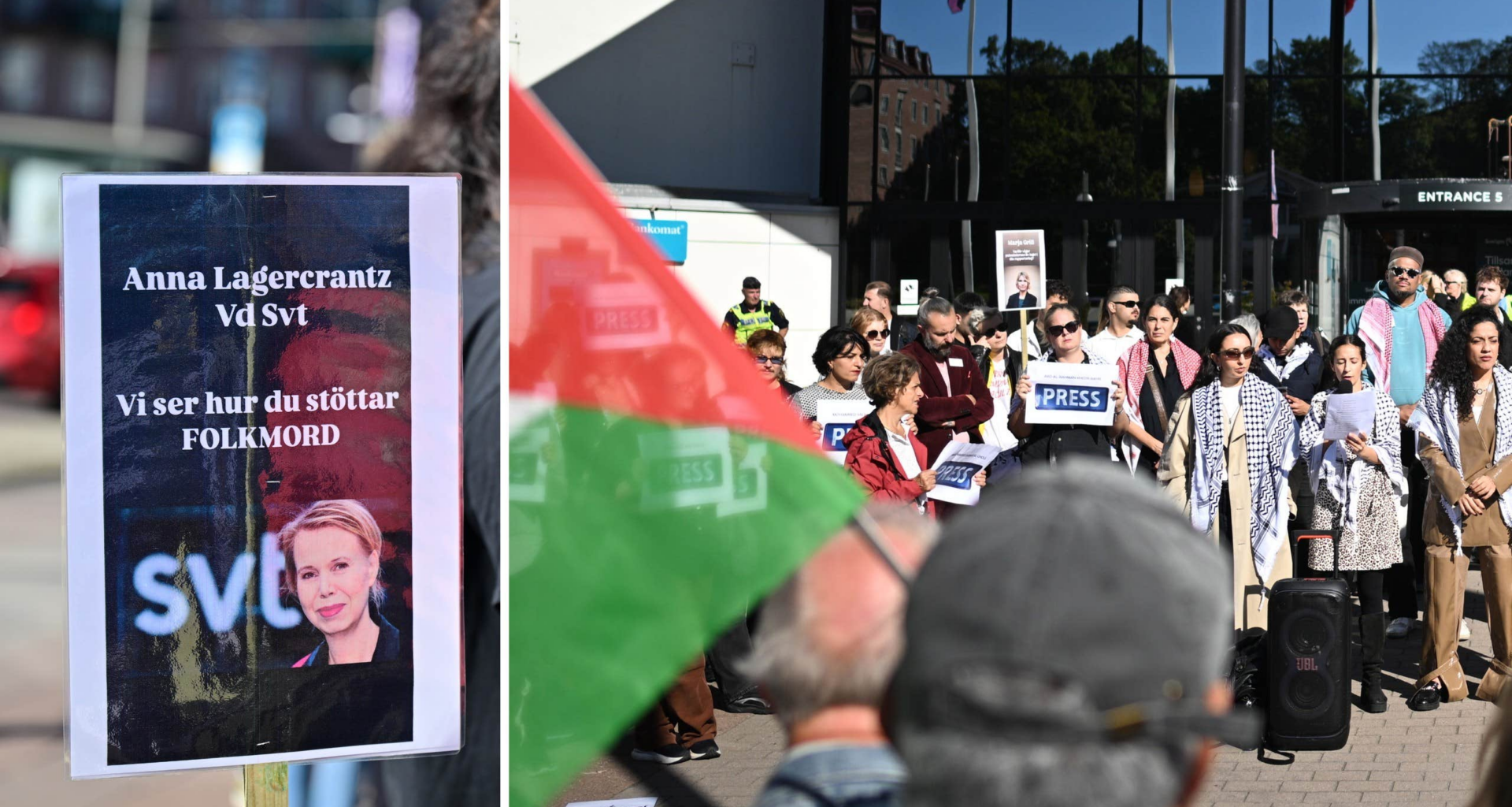 Demonstration mot svenska journalister på Bokmässan