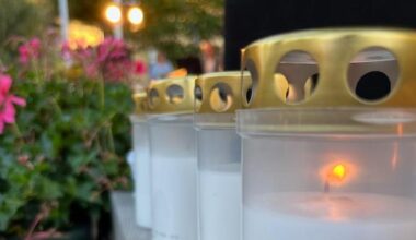 gravljus på rad med blommor i bakgrunden