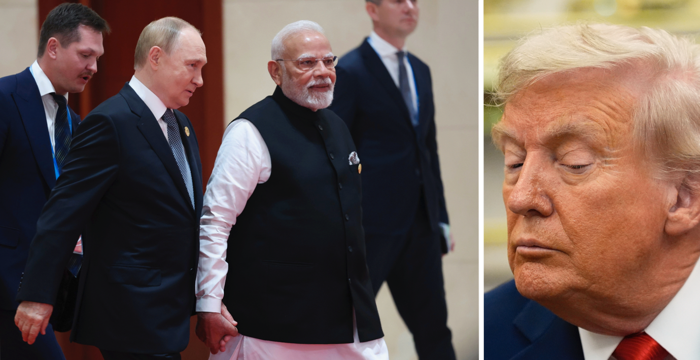 Putin och Modi hand i hand: ”Vänskap och tillit”
