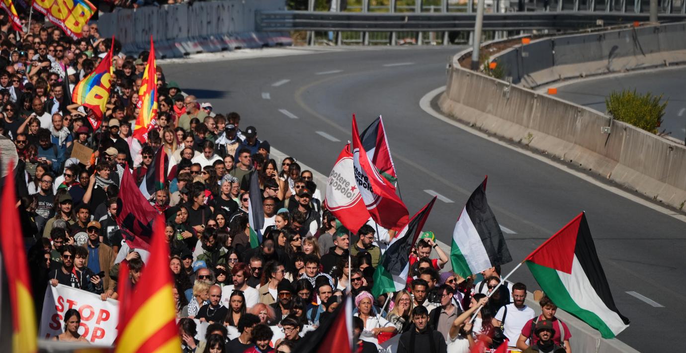 Italien lamslaget av strejk och protester för Gaza