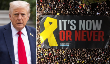 100 000-tals israeler demonstrerar för Trumps fredsplan