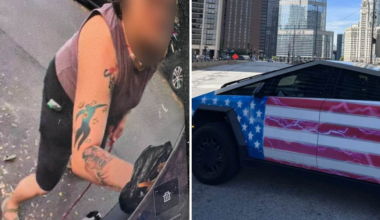 Kvinnans äckliga protest mot Trump – på Tesla i Chicago